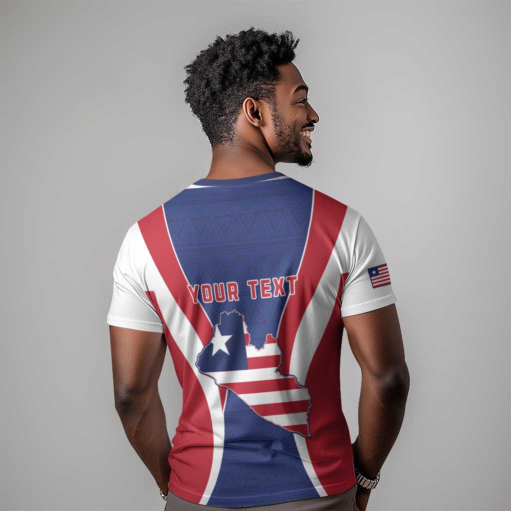 Personalised Afro Liberia T shirt Coat Of Arms With Flag Map - African Pattern