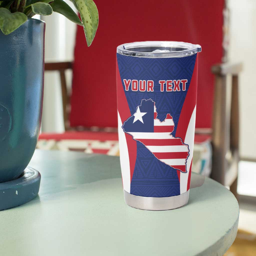Personalised Afro Liberia Tumbler Cup Coat Of Arms With Flag Map - African Pattern