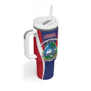 Personalised Afro Liberia Tumbler With Handle Coat Of Arms With Flag Map - African Pattern