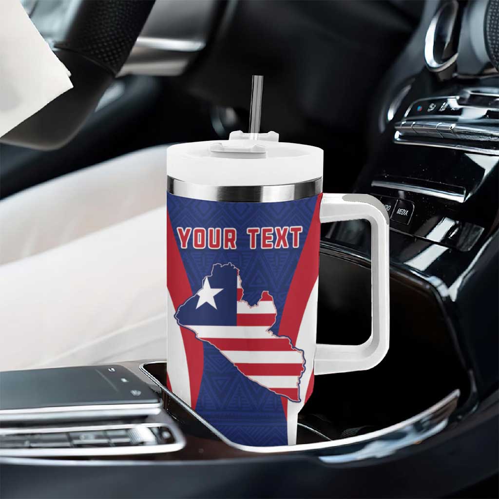 Personalised Afro Liberia Tumbler With Handle Coat Of Arms With Flag Map - African Pattern