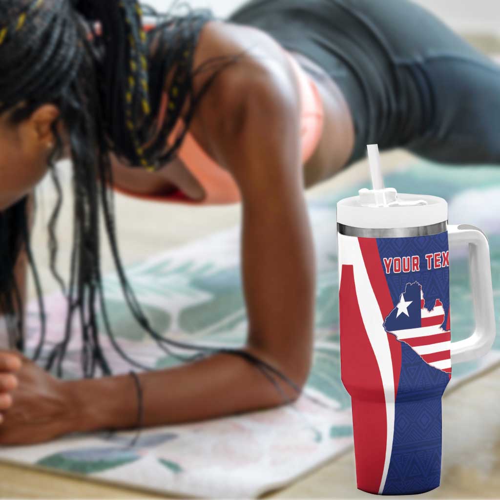 Personalised Afro Liberia Tumbler With Handle Coat Of Arms With Flag Map - African Pattern
