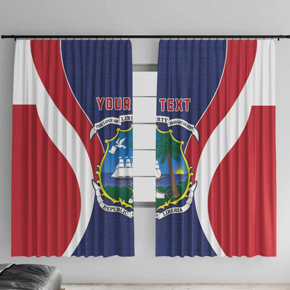 Personalised Afro Liberia Window Curtain Coat Of Arms With Flag Map - African Pattern