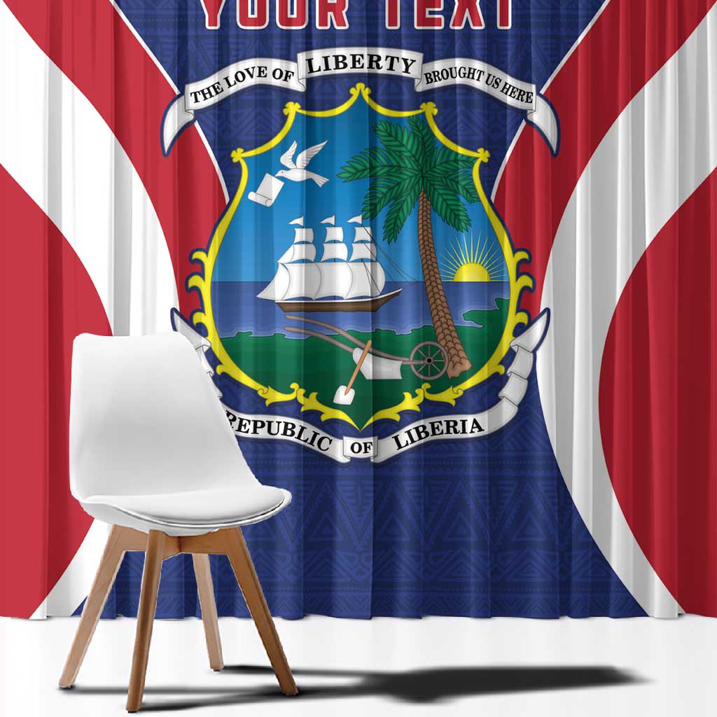 Personalised Afro Liberia Window Curtain Coat Of Arms With Flag Map - African Pattern