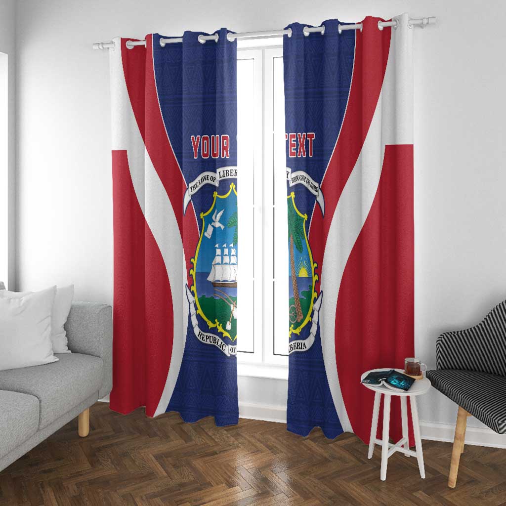 Personalised Afro Liberia Window Curtain Coat Of Arms With Flag Map - African Pattern