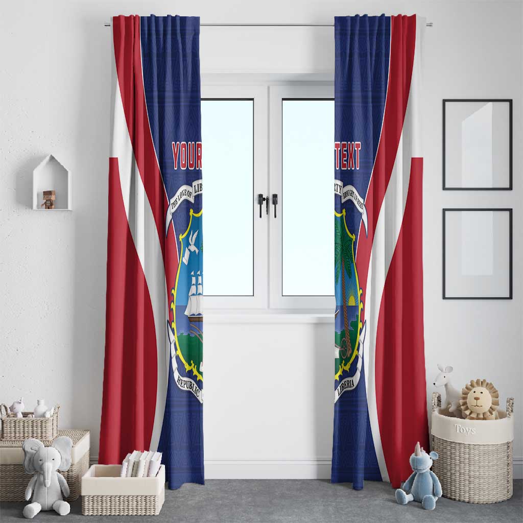 Personalised Afro Liberia Window Curtain Coat Of Arms With Flag Map - African Pattern