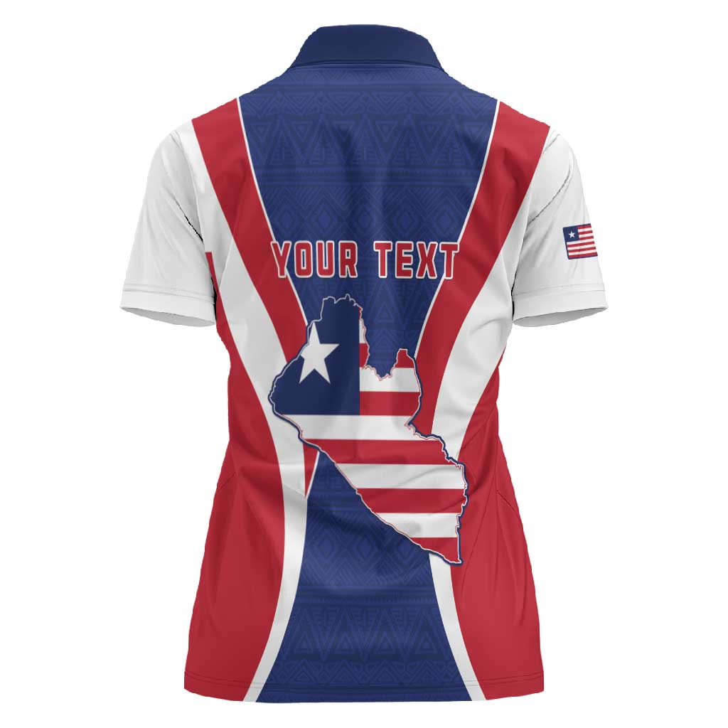 Personalised Afro Liberia Women Polo Shirt Coat Of Arms With Flag Map - African Pattern