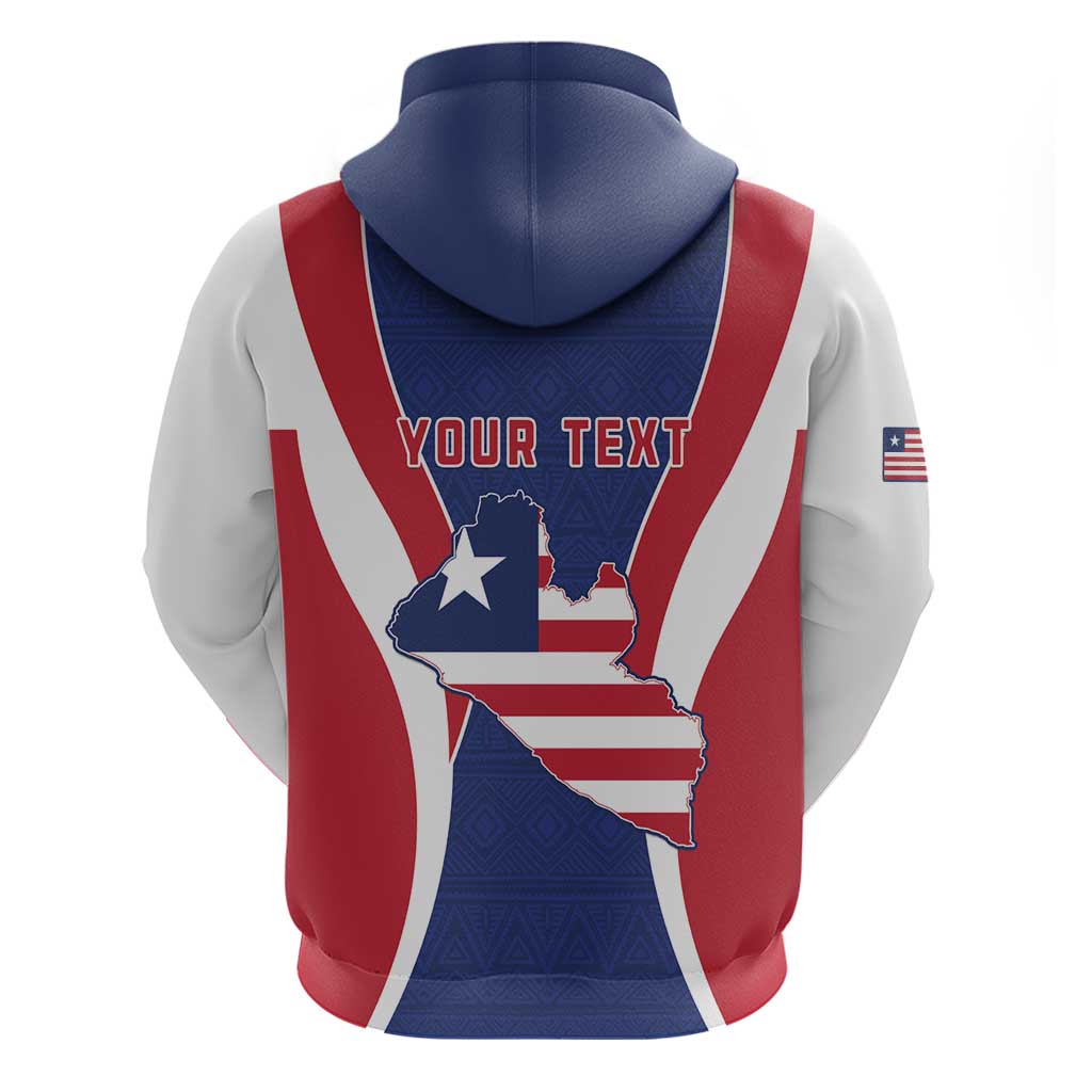 Personalised Afro Liberia Zip Hoodie Coat Of Arms With Flag Map - African Pattern