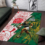 Personalized South Africa Combine England Rugby Area Rug Springboks and Red Rose