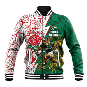 Personalized South Africa Combine England Rugby Baseball Jacket Springboks and Red Rose