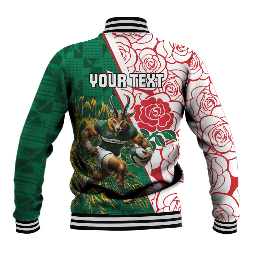 Personalized South Africa Combine England Rugby Baseball Jacket Springboks and Red Rose