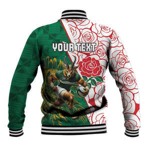 Personalized South Africa Combine England Rugby Baseball Jacket Springboks and Red Rose