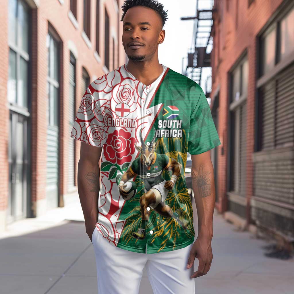Personalized South Africa Combine England Rugby Baseball Jersey Springboks and Red Rose