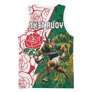 Personalized South Africa Combine England Rugby Basketball Jersey Springboks and Red Rose - African Pride