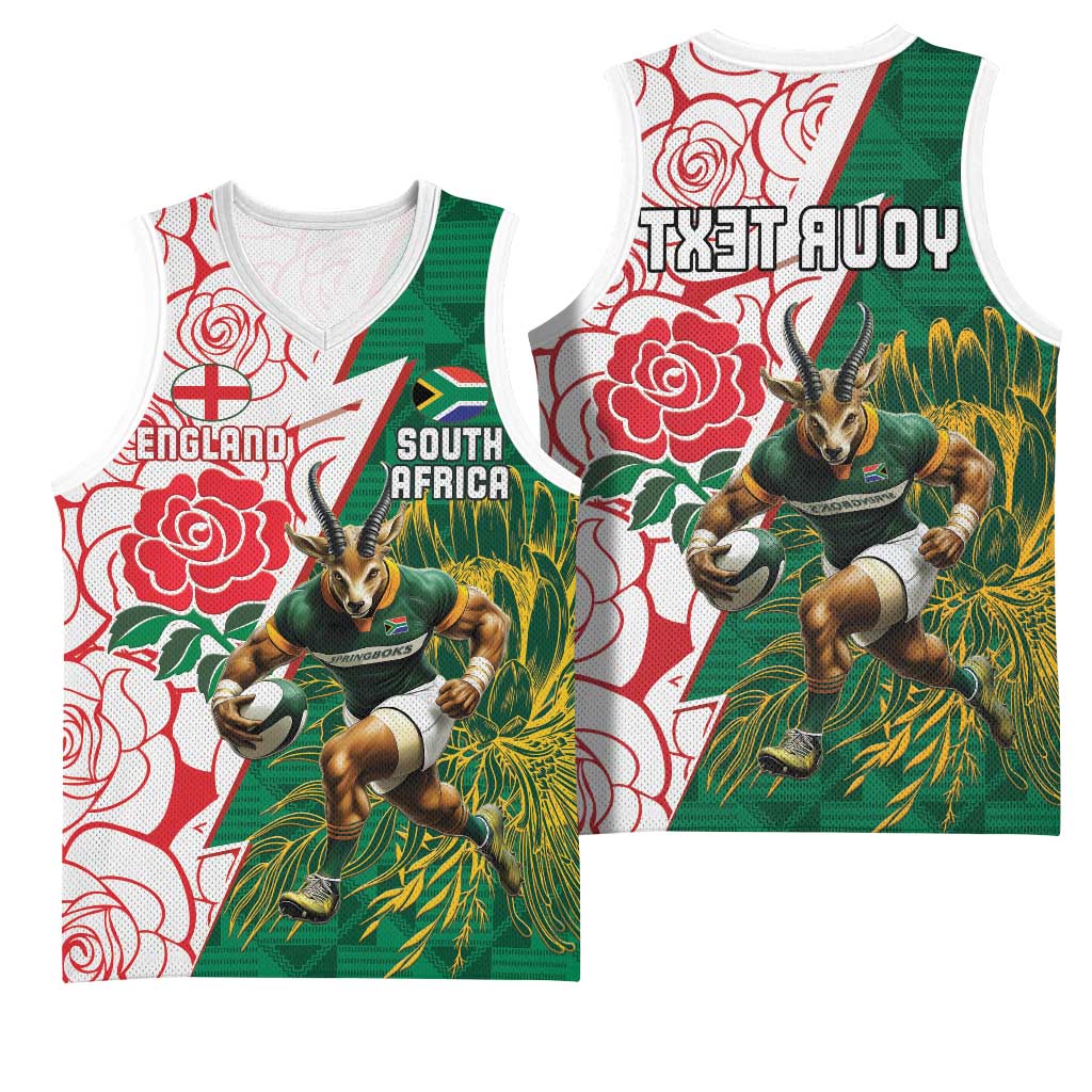 Personalized South Africa Combine England Rugby Basketball Jersey Springboks and Red Rose - African Pride