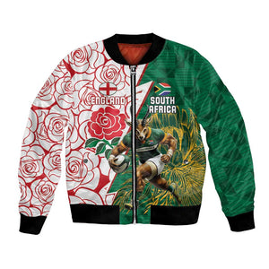 Personalized South Africa Combine England Rugby Bomber Jacket Springboks and Red Rose