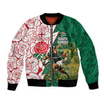 Personalized South Africa Combine England Rugby Bomber Jacket Springboks and Red Rose