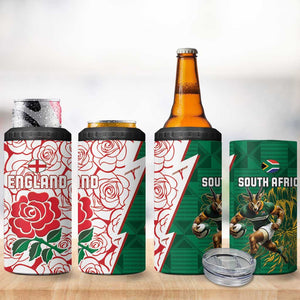 Personalized South Africa Combine England Rugby 4 in 1 Can Cooler Tumbler Springboks and Red Rose