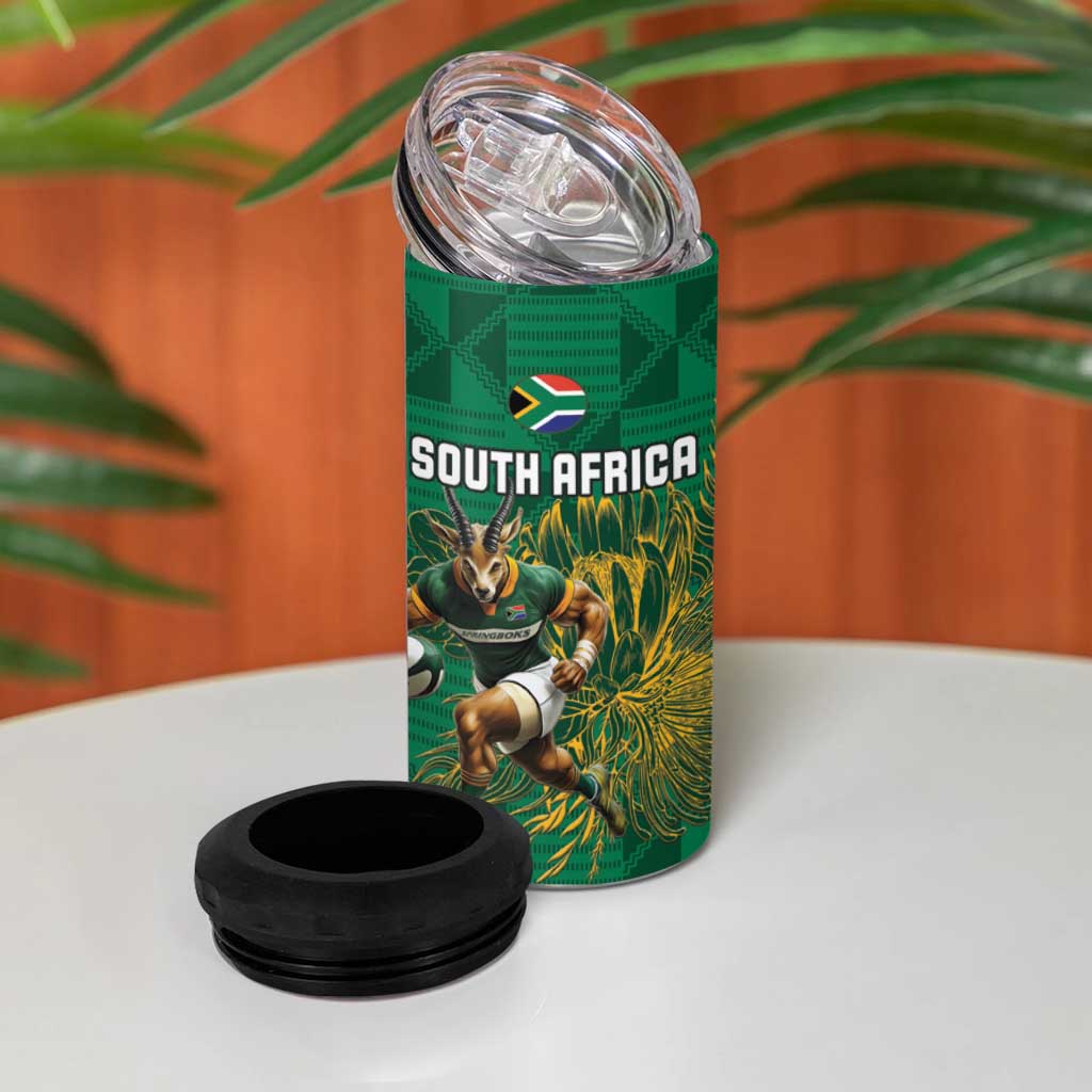 Personalized South Africa Combine England Rugby 4 in 1 Can Cooler Tumbler Springboks and Red Rose