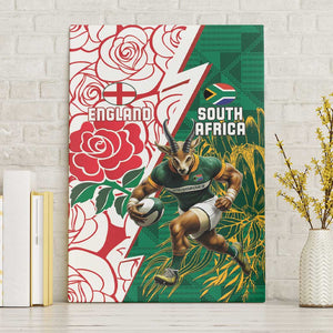 Personalized South Africa Combine England Rugby Canvas Wall Art Springboks and Red Rose