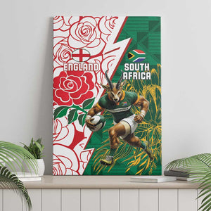 Personalized South Africa Combine England Rugby Canvas Wall Art Springboks and Red Rose