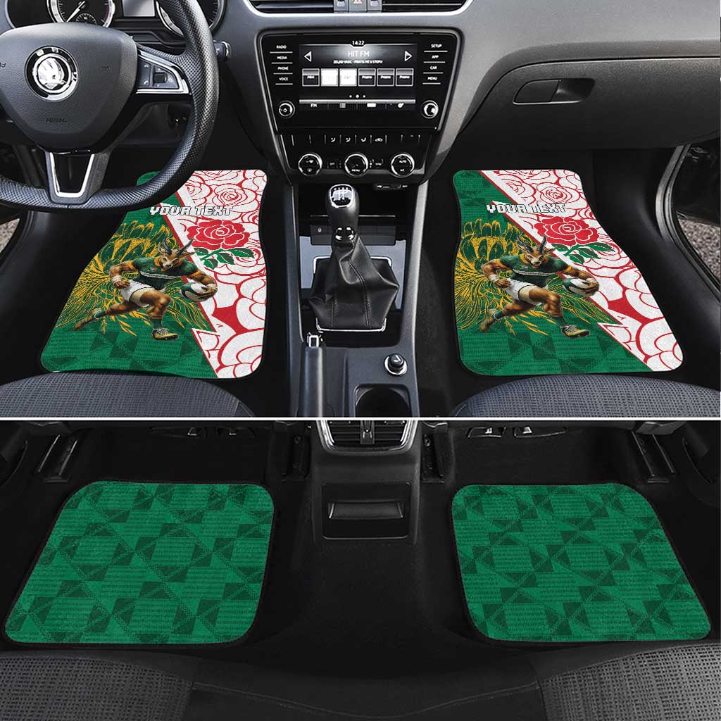 Personalized South Africa Combine England Rugby Car Mats Springboks and Red Rose