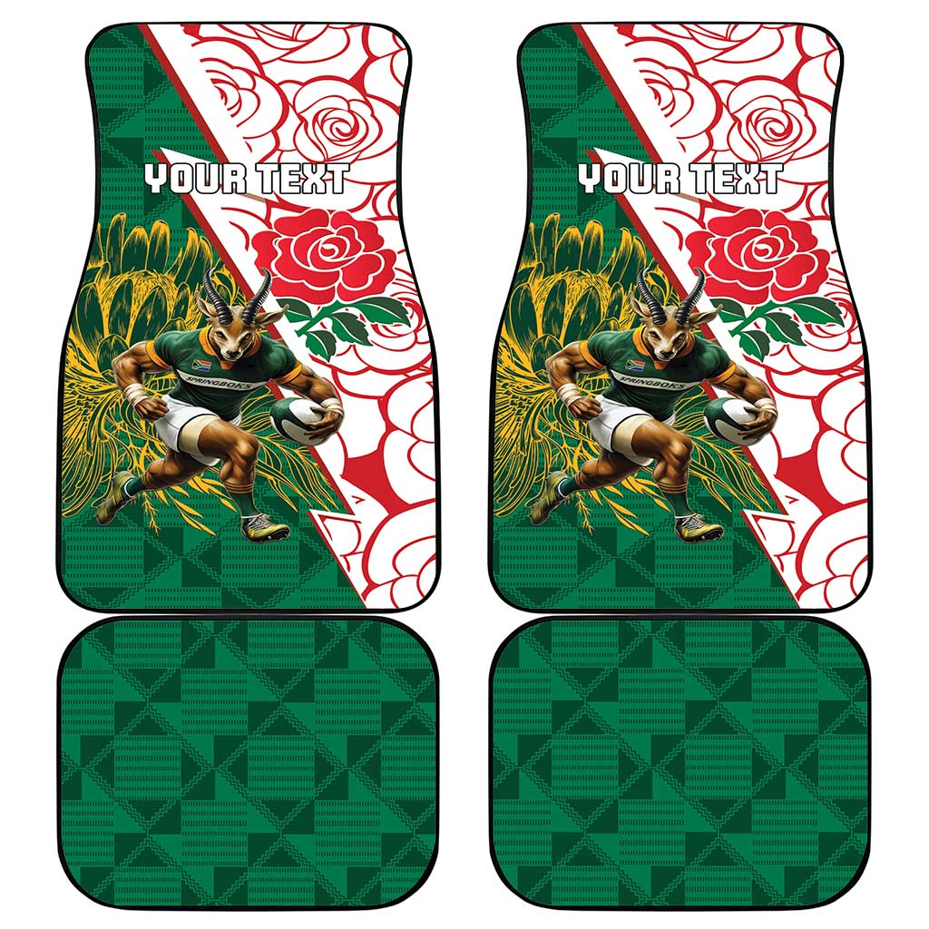 Personalized South Africa Combine England Rugby Car Mats Springboks and Red Rose