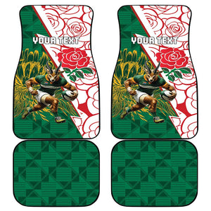 Personalized South Africa Combine England Rugby Car Mats Springboks and Red Rose
