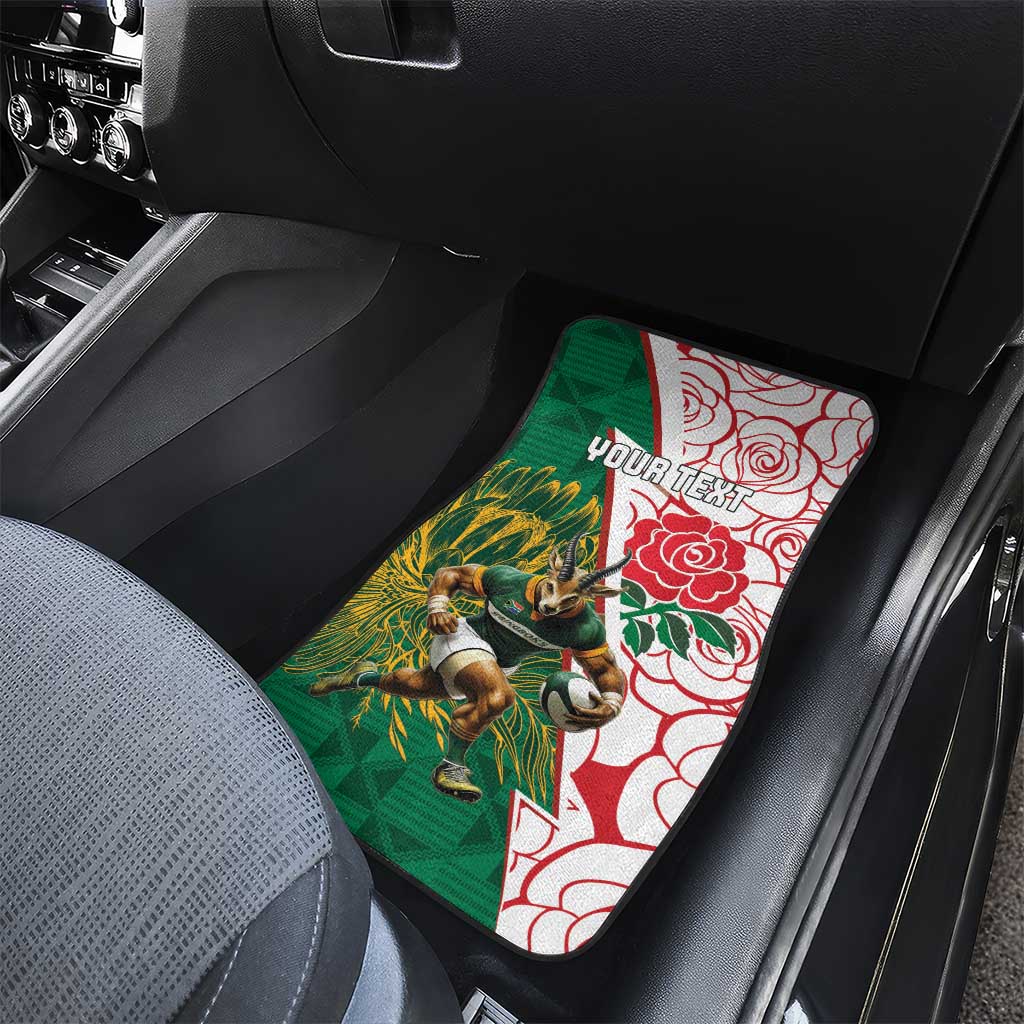 Personalized South Africa Combine England Rugby Car Mats Springboks and Red Rose