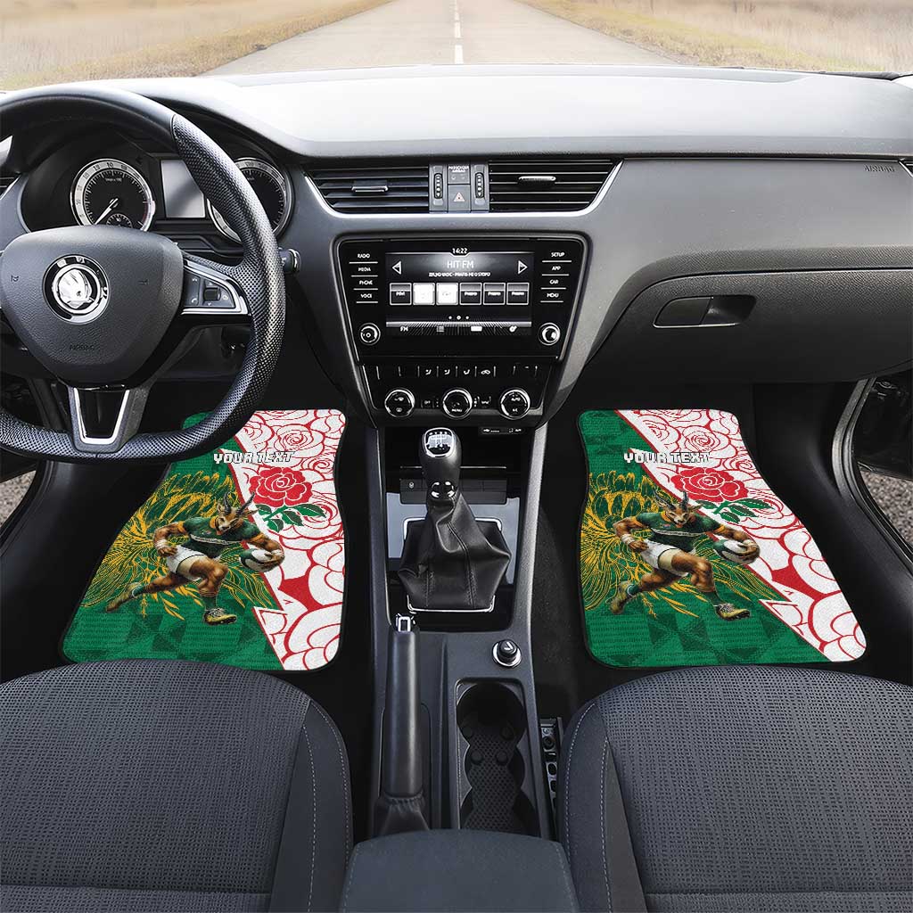 Personalized South Africa Combine England Rugby Car Mats Springboks and Red Rose
