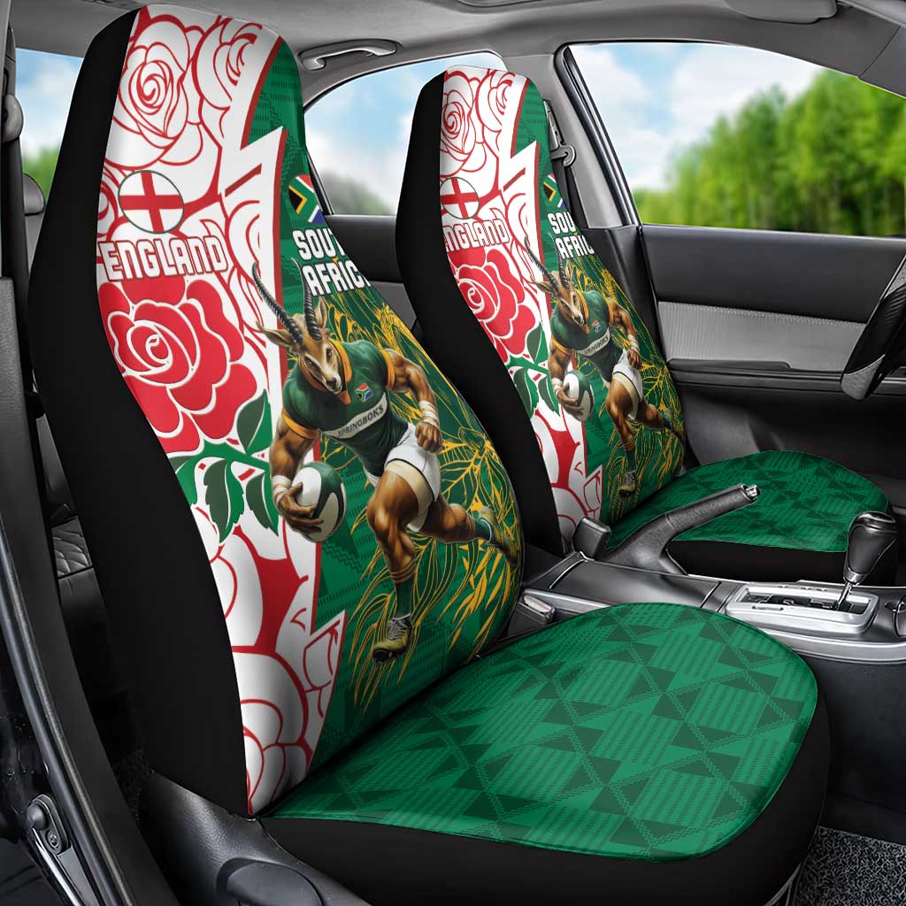 Personalized South Africa Combine England Rugby Car Seat Cover Springboks and Red Rose