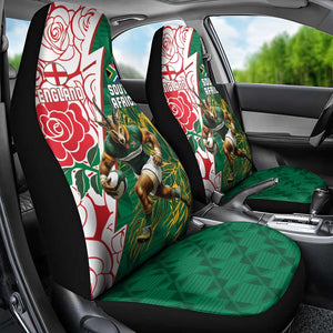 Personalized South Africa Combine England Rugby Car Seat Cover Springboks and Red Rose