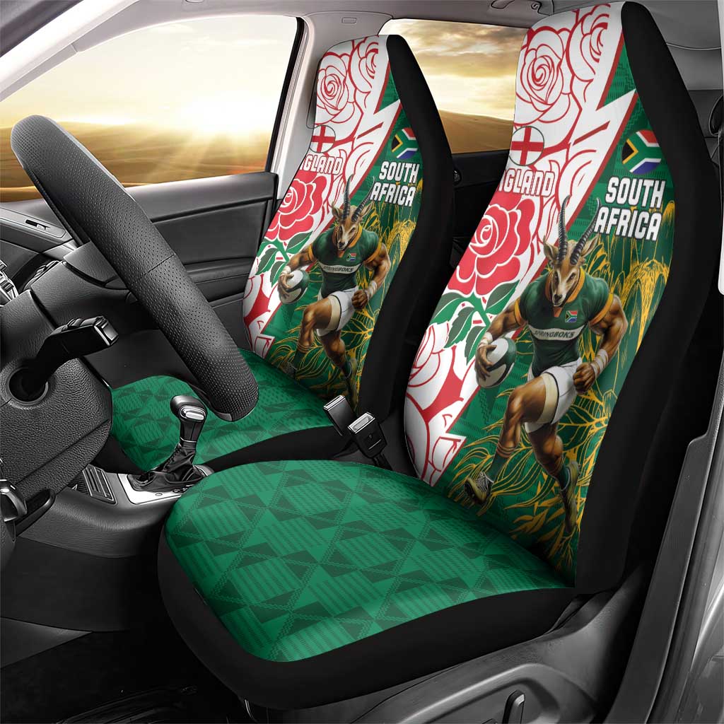 Personalized South Africa Combine England Rugby Car Seat Cover Springboks and Red Rose