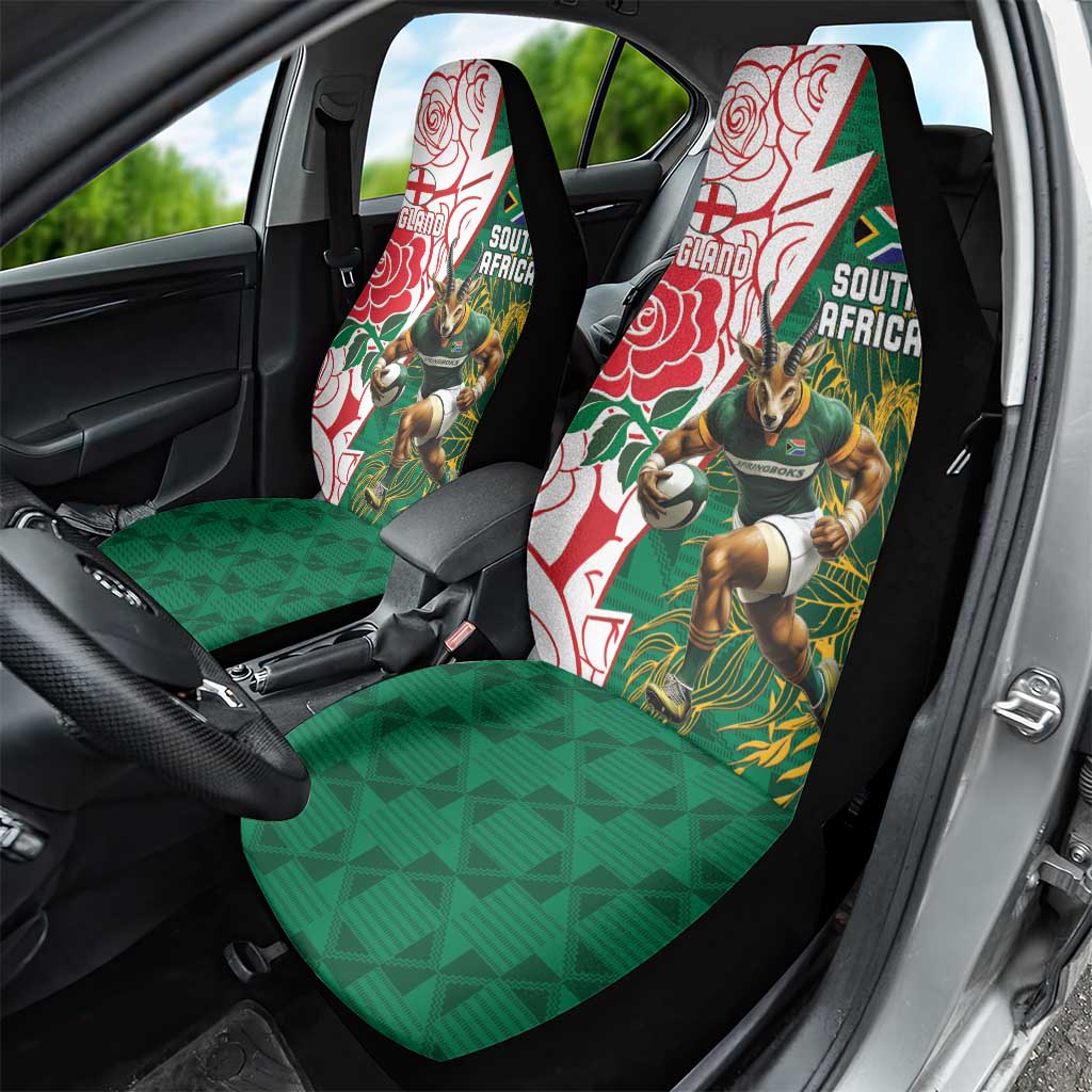 Personalized South Africa Combine England Rugby Car Seat Cover Springboks and Red Rose