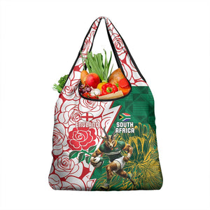 Personalized South Africa Combine England Rugby Grocery Bag Springboks and Red Rose