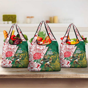 Personalized South Africa Combine England Rugby Grocery Bag Springboks and Red Rose