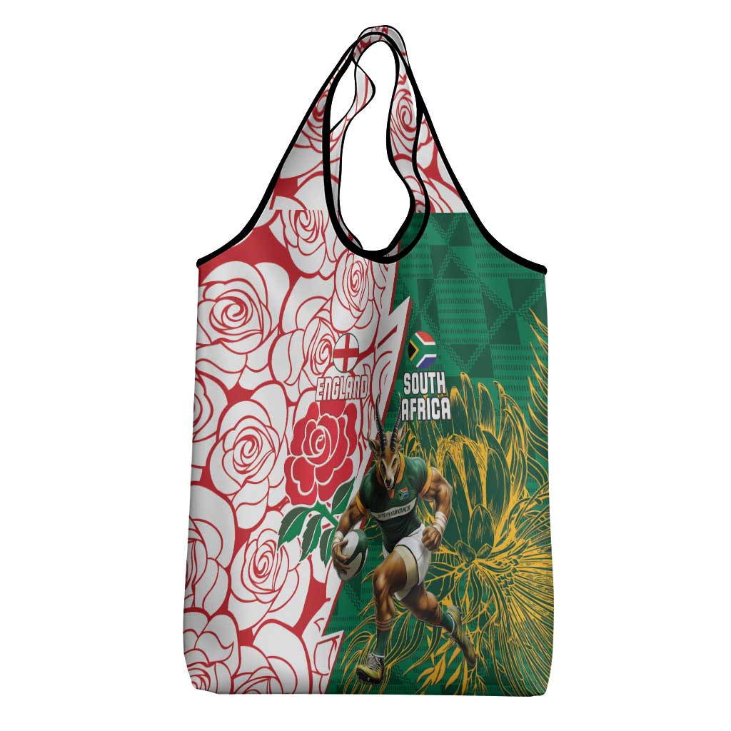 Personalized South Africa Combine England Rugby Grocery Bag Springboks and Red Rose