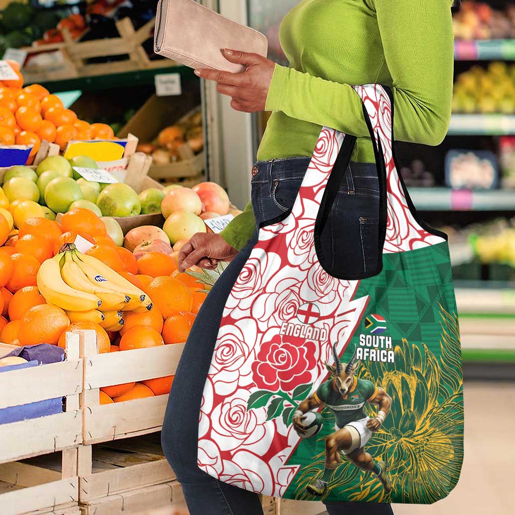 Personalized South Africa Combine England Rugby Grocery Bag Springboks and Red Rose