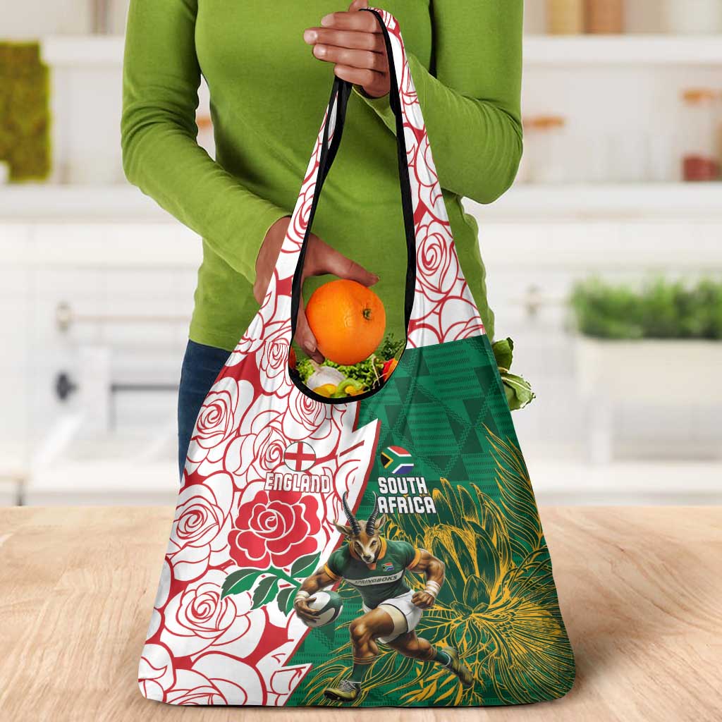 Personalized South Africa Combine England Rugby Grocery Bag Springboks and Red Rose