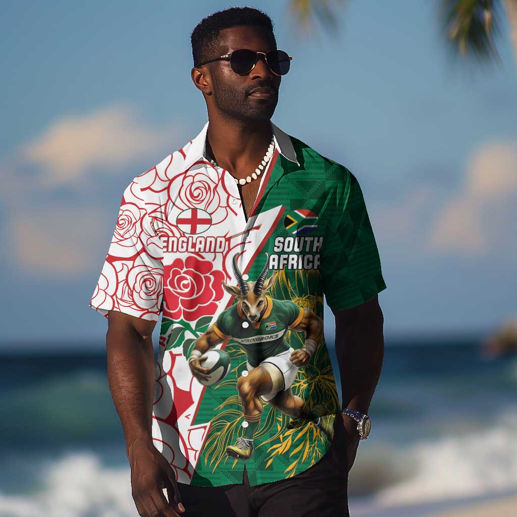 Personalized South Africa Combine England Rugby Hawaiian Shirt Springboks and Red Rose