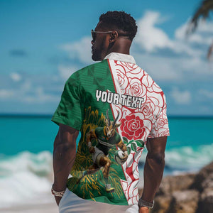 Personalized South Africa Combine England Rugby Hawaiian Shirt Springboks and Red Rose