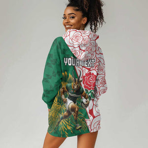 Personalized South Africa Combine England Rugby Hoodie Dress Springboks and Red Rose