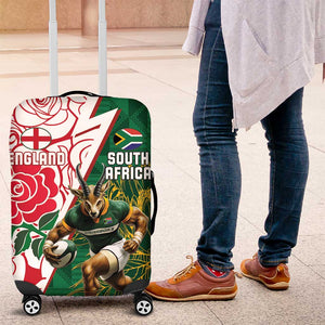 Personalized South Africa Combine England Rugby Luggage Cover Springboks and Red Rose