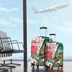 Personalized South Africa Combine England Rugby Luggage Cover Springboks and Red Rose