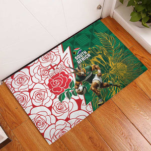 Personalized South Africa Combine England Rugby Rubber Doormat Springboks and Red Rose