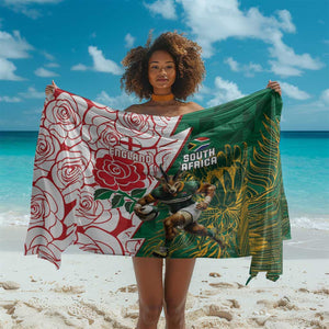 Personalized South Africa Combine England Rugby Sarong Springboks and Red Rose