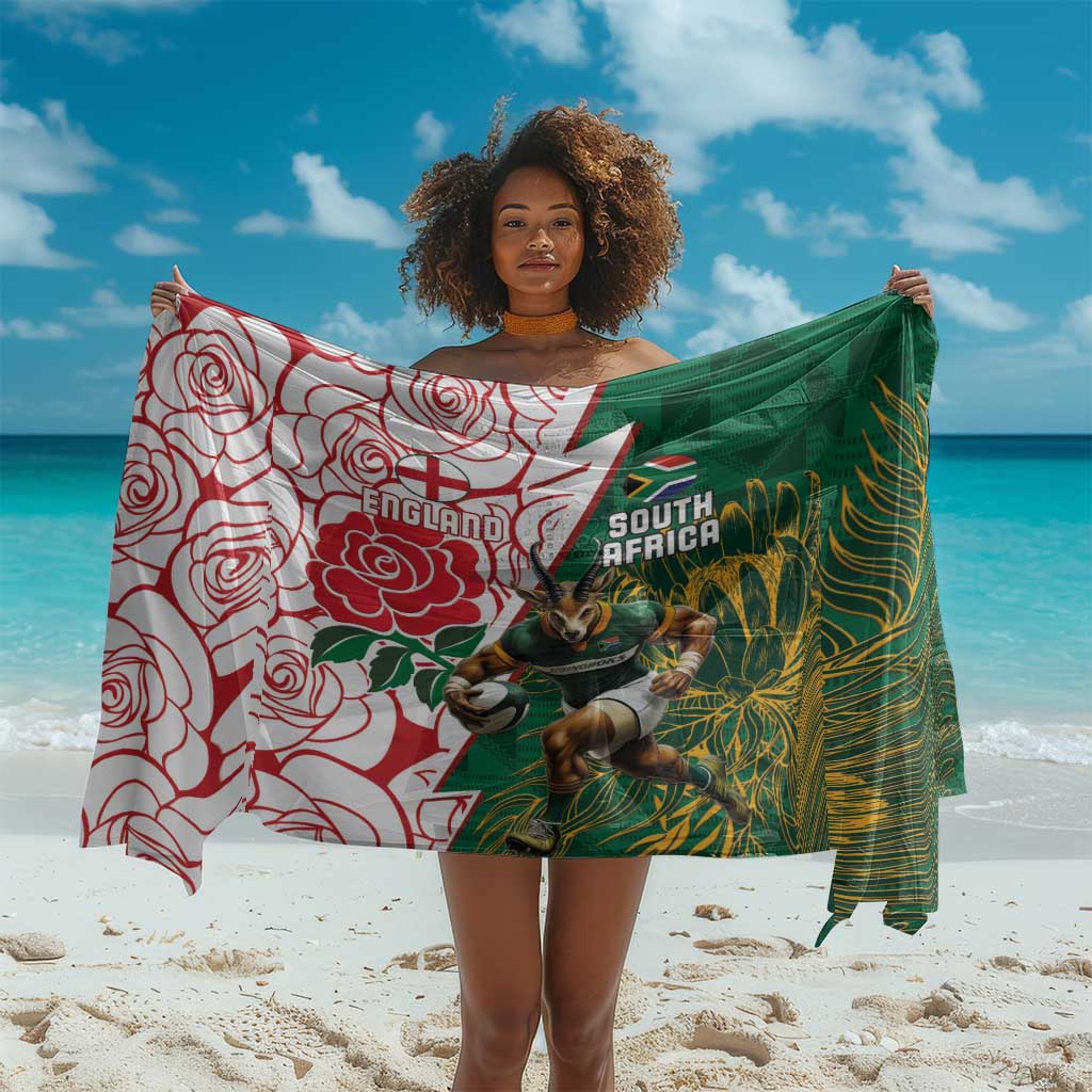 Personalized South Africa Combine England Rugby Sarong Springboks and Red Rose