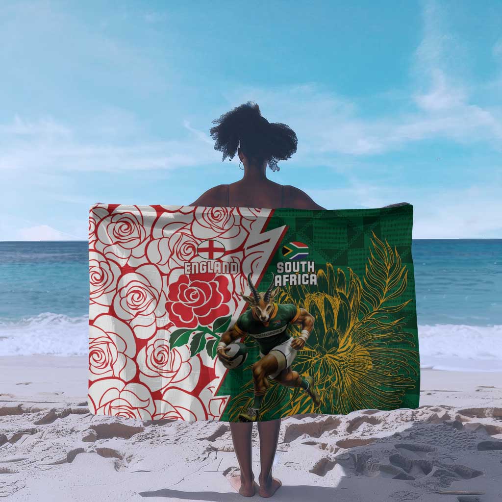 Personalized South Africa Combine England Rugby Sarong Springboks and Red Rose