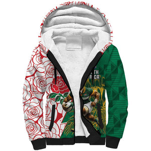 Personalized South Africa Combine England Rugby Sherpa Hoodie Springboks and Red Rose