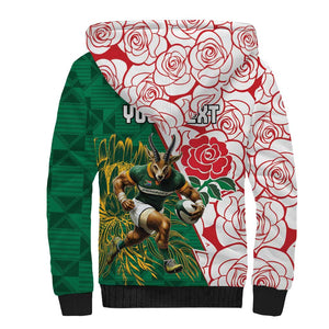 Personalized South Africa Combine England Rugby Sherpa Hoodie Springboks and Red Rose