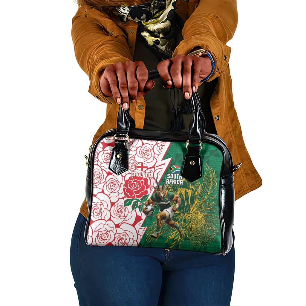 Personalized South Africa Combine England Rugby Shoulder Handbag Springboks and Red Rose